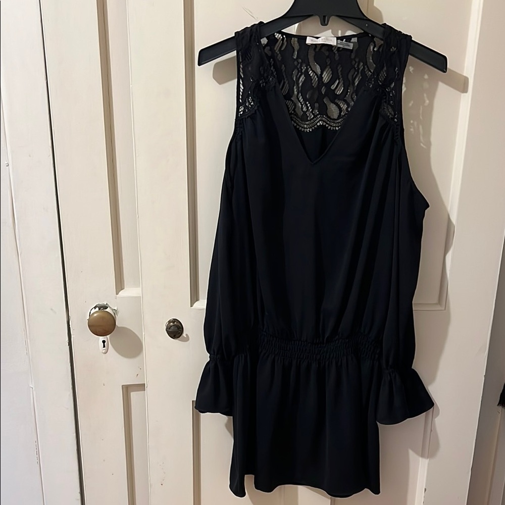RAMY BROOK  Black Sleeveless Top with Lace Detail